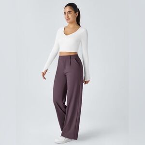Halara Flex DayStretch High Waisted Straight Leg Work Pants Purple L